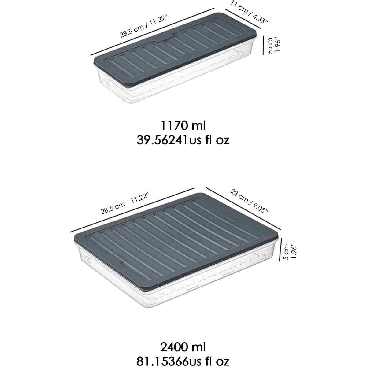 Meleni Home 8'li Saklama Kabı , Mikrodalga Uyumlu Erzak Saklama Kabı Antrasit 4x2400 Ml- 4x1170 ml - Görsel 8
