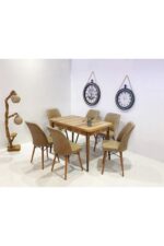 Kaktüs Avm 6 Kişilik Açılır Mdf Masa Sandalye Takımı Mutfak Masası Takımı Salon Masası - Görsel 11