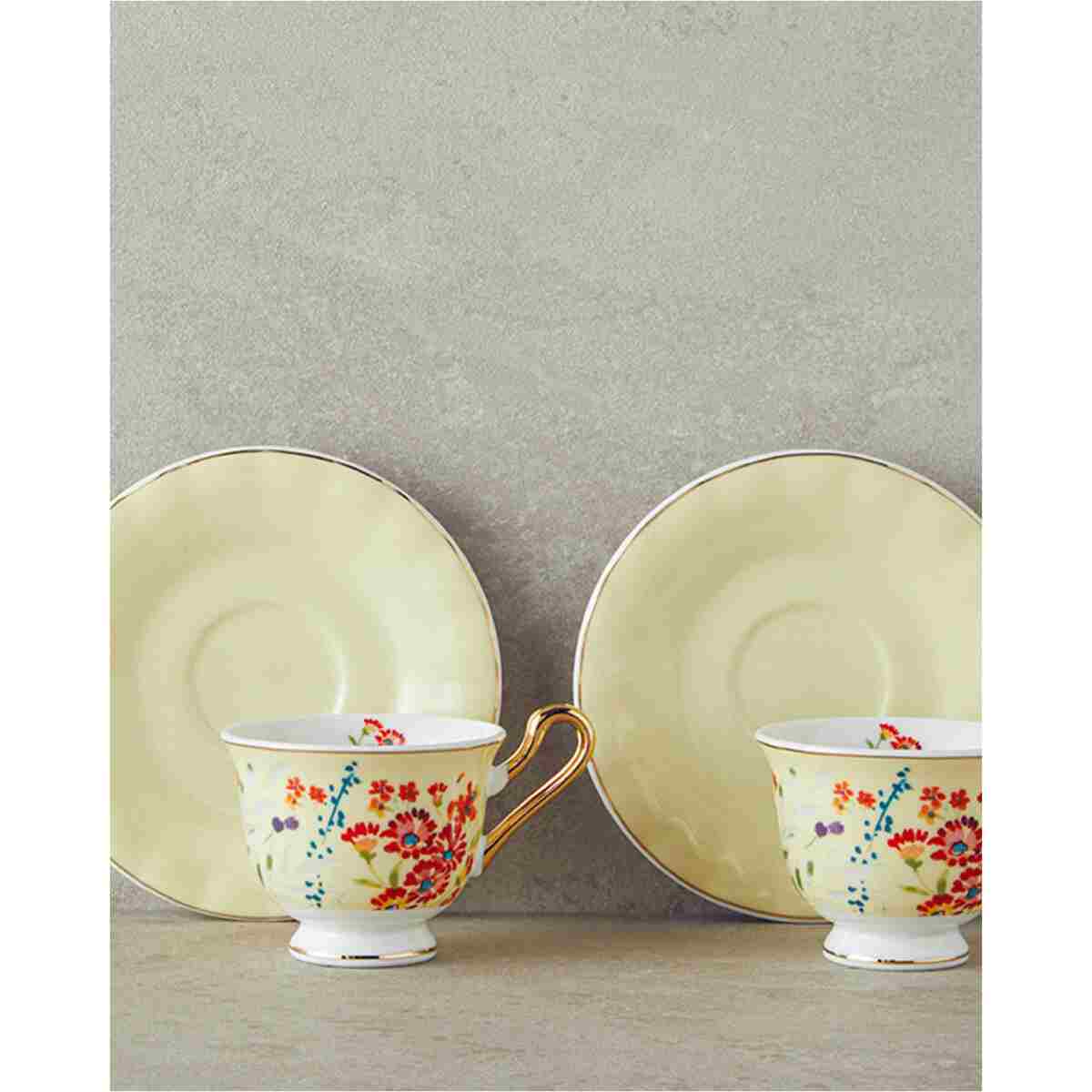 English Home Miranda New Bone China Kahve Fincan Takımı 4 Parça 2 Kişilik Açık Sarı - Görsel 2