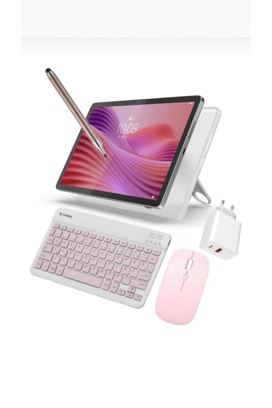 LENOVO Tab 4GB RAM 128 GB HAFIZA 10.1"İNCH GRİ TABLET+ŞEFFAF KILIF+PEMBE KLAVYE VE MOUSE+KALEM+BAŞLIK