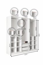 AEKA AE-2191 Hisar Beyaz/Beyaz Aynalı 6 Kapaklı Çok Bölmeli Askılı ve Raflı Geniş Hacimli Gardırop 210x210 cm - Görsel 3