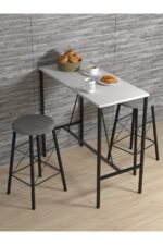 Retodesign BEYAZ YUVARLAK TABURELİ BAR TAKIMI 3656