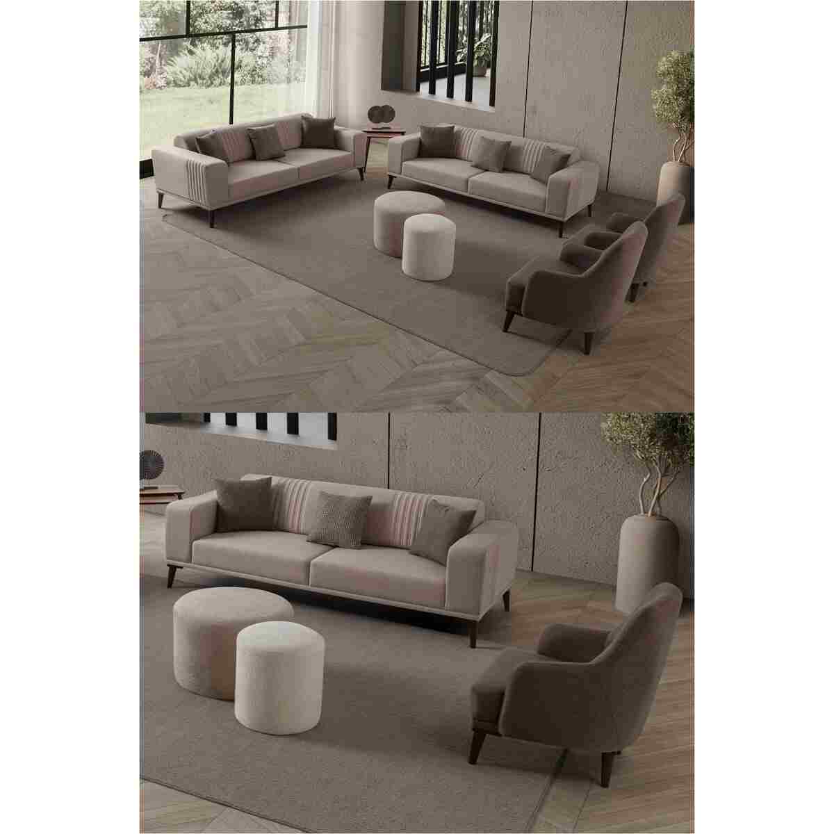 EDSY HOME Regnar 3+3+1+1 Koltuk Takımı Krem - Görsel 14