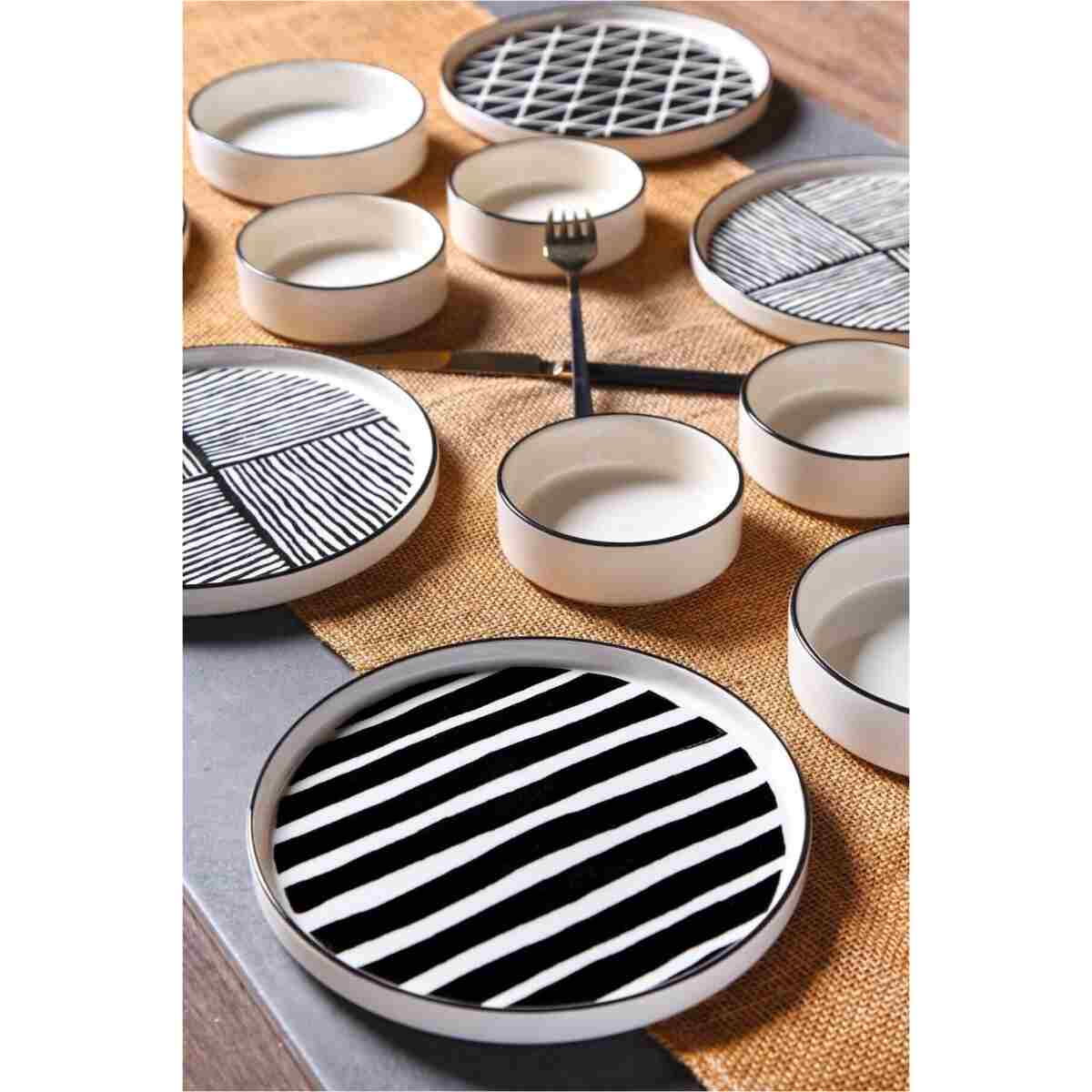 Kitchen Life 12 Parça 6 Kişilik Stackable Black Eyes Kahvaltı Takımı - Lüx Kahvaltılık Sunum Tabağı Seti - Görsel 4