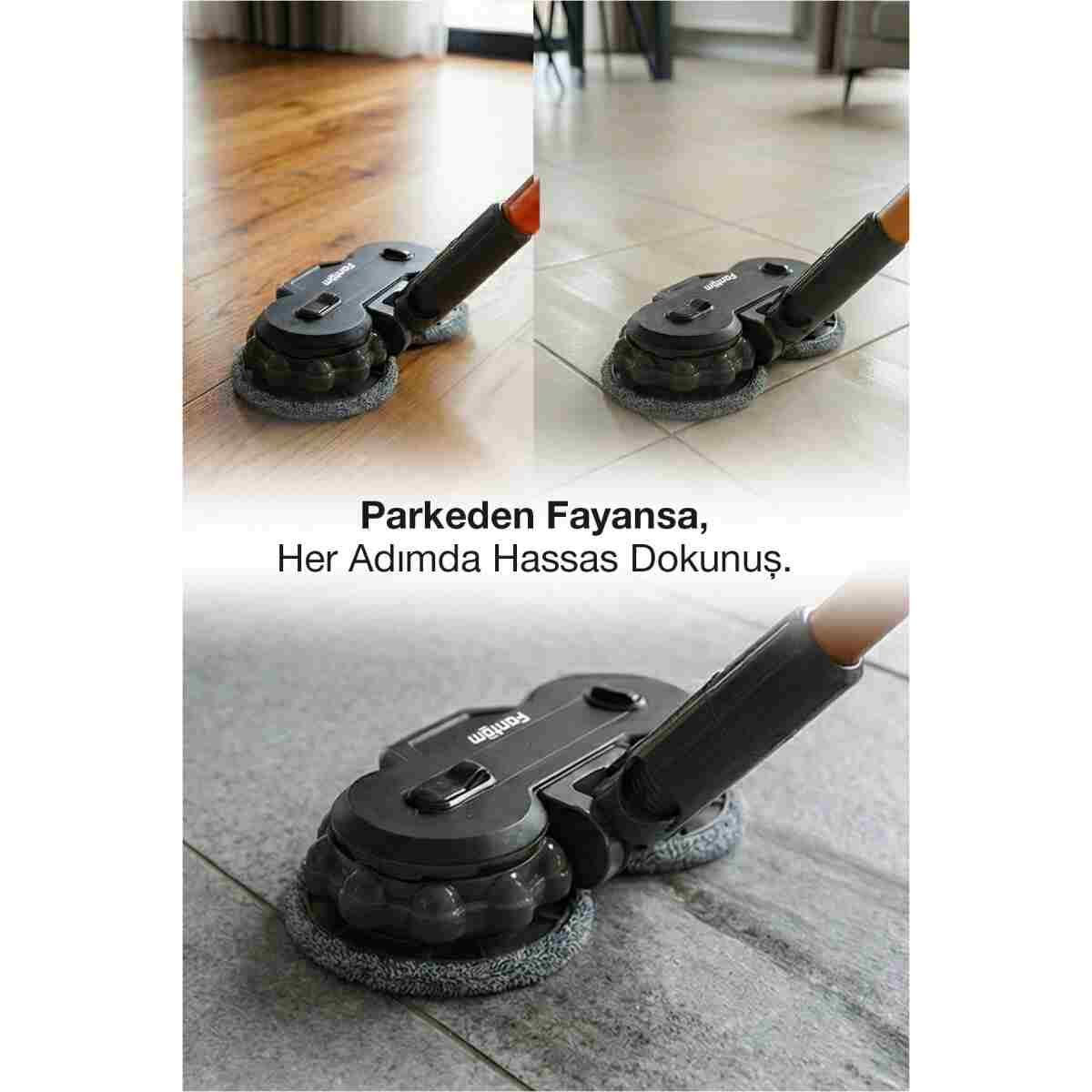 Fantom Pluto P 6100 Plus Cyclone Elektrikli Moplu Dikey Süpürge Antrasit - Görsel 8