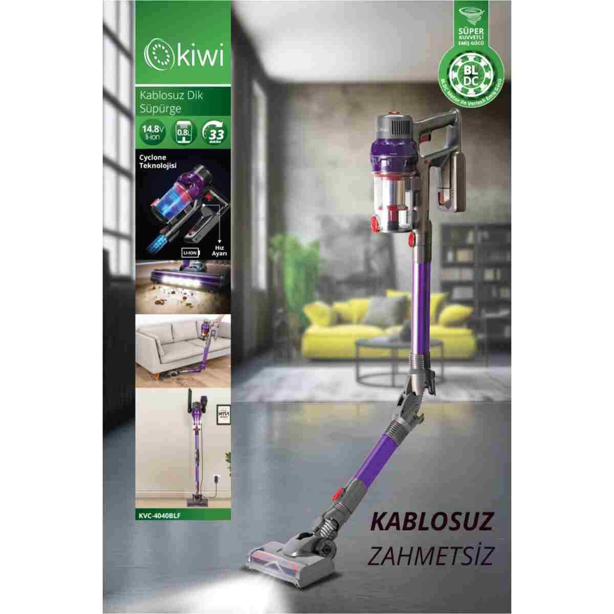 Kiwi Kvc-4040BLF Katlanabilir Şarjlı Bldc Motor Dik Süpürge - Görsel 10