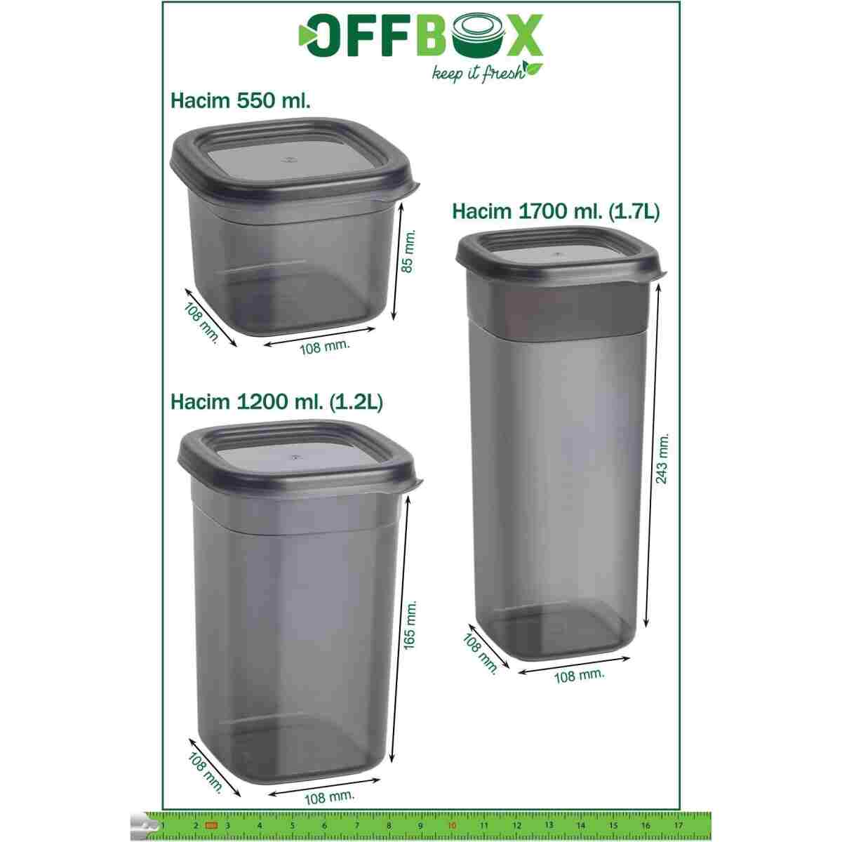 OFFBOX 36 Adet 72 Parça 0,55-1,2-1,7 Litre Kare Erzak Bakliyat Saklama Kabı Seti 40 Etiket Hediyeli - Görsel 8