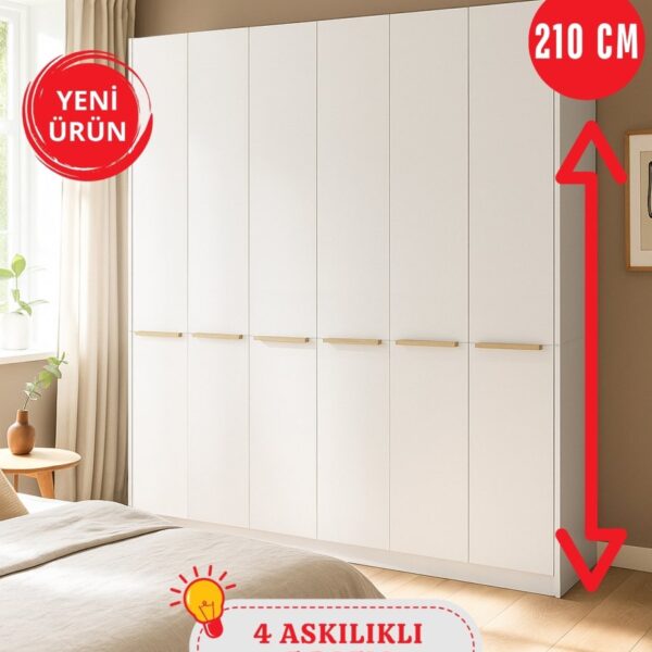 dorpek 6 Kapaklı Gardırop - 210 cm Y, 184 cm G - Genç Odası ve Yatak Odası Gardırop | Cosmos