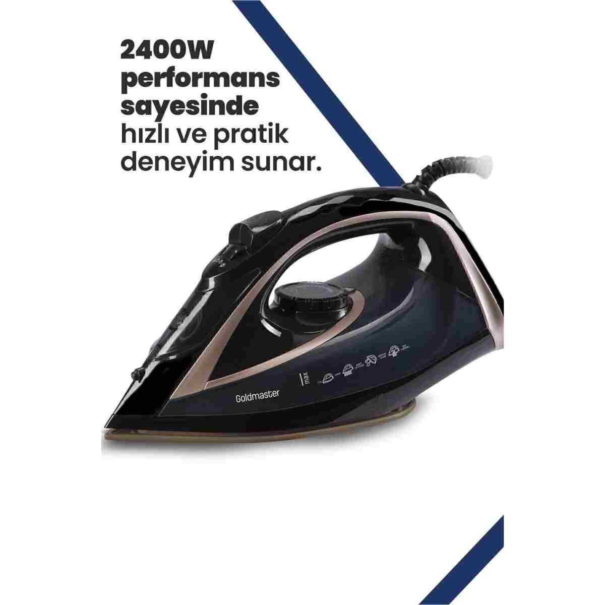 GOLDMASTER Smarty 2400 Watt Seramik Tabanlı 170 gr Etkili Şok Buharlı Ütü - Görsel 11