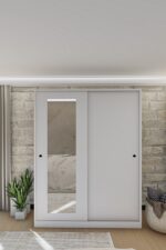 Metalia GM 347 MENEKŞE BEYAZ SÜRGÜLÜ GARDIROP