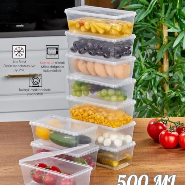 Tiklasende 20 ADET KENDİNDEN KAPAKLI DERİN DONDURUCUYA UYGUN SAKLAMA KABI ,DÜZENLEYİCİ 500 ML