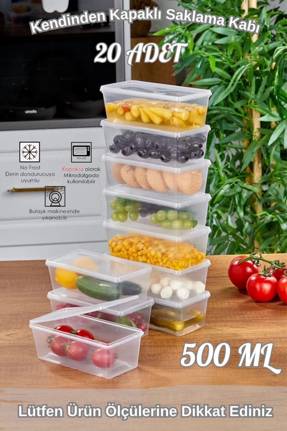 cd137039bf59b567afe238c15771905f Tiklasende 20 ADET KENDİNDEN KAPAKLI DERİN DONDURUCUYA UYGUN SAKLAMA KABI ,DÜZENLEYİCİ 500 ML - Görsel 1