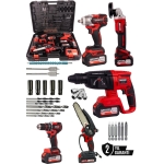 LUNAX Kimmer Plus 21v Akülü 5'li Set Kırıcı Delici Hilti Taşlama Somun Sıkma Vidalama Budama Kırmızı Renk
