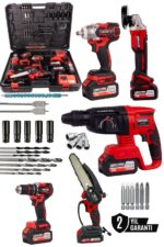 LUNAX Kimmer Plus 21v Akülü 5'li Set Kırıcı Delici Hilti Taşlama Somun Sıkma Vidalama Budama Kırmızı Renk