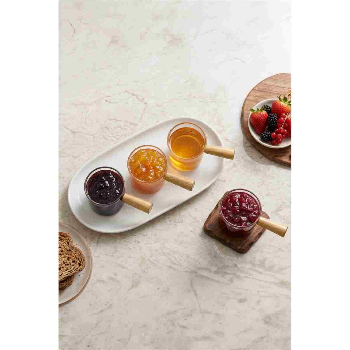 Kitchen Life 4 Adet Ahşap Saplı Mıka Reçellik Sosluk Kahvaltı Seti - 80 ml - Görsel 5