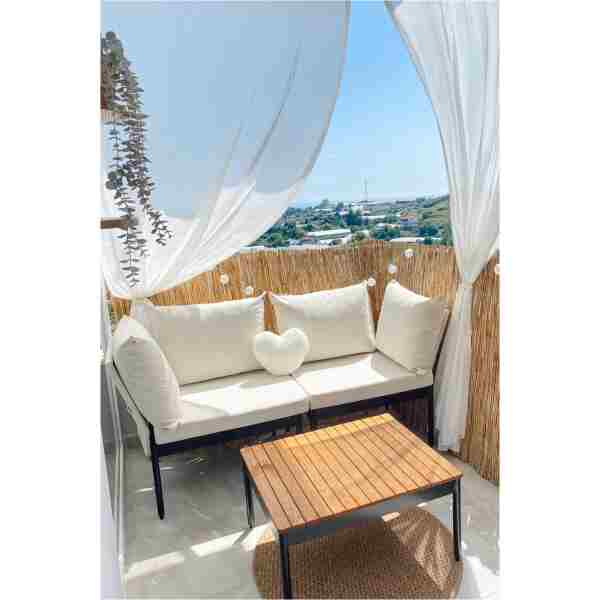 Limni Home Mini Multilounge Bahçe Balkon Mobilyasi, Şezlong, Krem