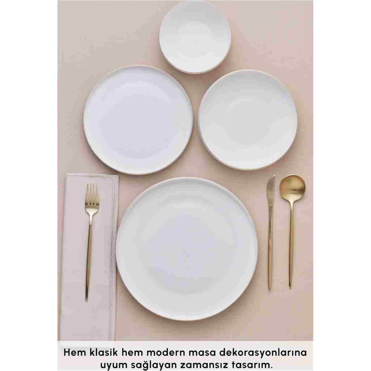 Karaca Stream Bone Satürn 24 Parça 6 Kişilik Yemek Takımı Gold - Görsel 13