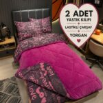 Violacasa Tek Kişilik Welsoft Pufidik Uyku Seti (Lastikli Çarşaflı) Mürdüm Love