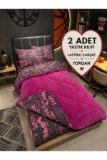 Violacasa Tek Kişilik Welsoft Pufidik Uyku Seti (Lastikli Çarşaflı) Mürdüm Love