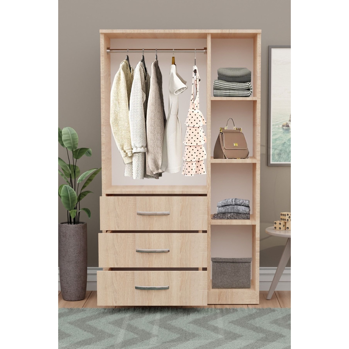 Metalia GM 302-S ECE LÜX 3 KAPI 3 ÇEKMECELİ SONOMO GARDIROP - Görsel 4