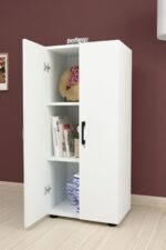 Bofigo 3 Raflı 2 Kapaklı Klasörlük Dolabı Mutfak Dolabı Banyo Dolabı Çok Amaçlı Dolap Fulya Beyaz - Görsel 6