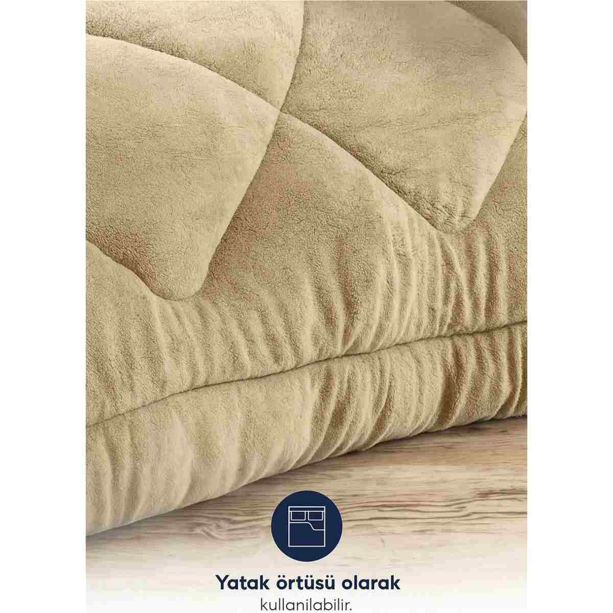 Eyüpoğlu Goldrise Tek Kişilik 63 Tel Lüx Çift Taraflı Welsoft Kahve Pamuk Silikon Yorgan 155x215 HEDİYELİ - Görsel 3