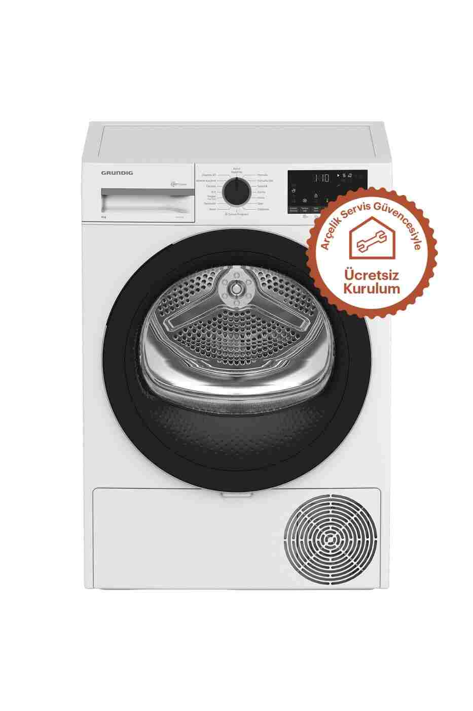 cf889c371bf51624750264a336f601b4 Grundig GPDH 9635 E Enerji Sınıfı 9 kg Isı Pompalı Kurutma Makinesi Beyaz - Görsel 1