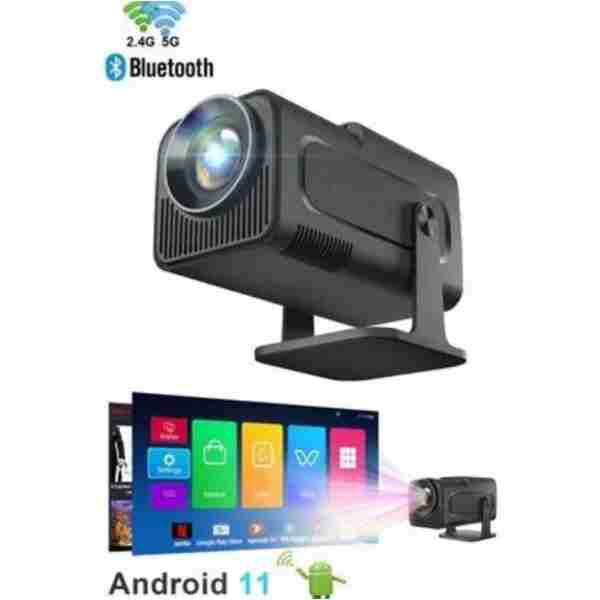 LENSUN Hy320 Mini Siyah Taşınabilir Sinema Projektörü 4k 720p Ev Sineması Bluetooth Android Projeksiyon