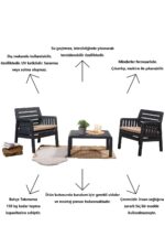 SANDALİE Lara 1 1 S Bahçe Takımı Balkon - Bahçe - Teras Mobilyası / Antrasit - Görsel 10