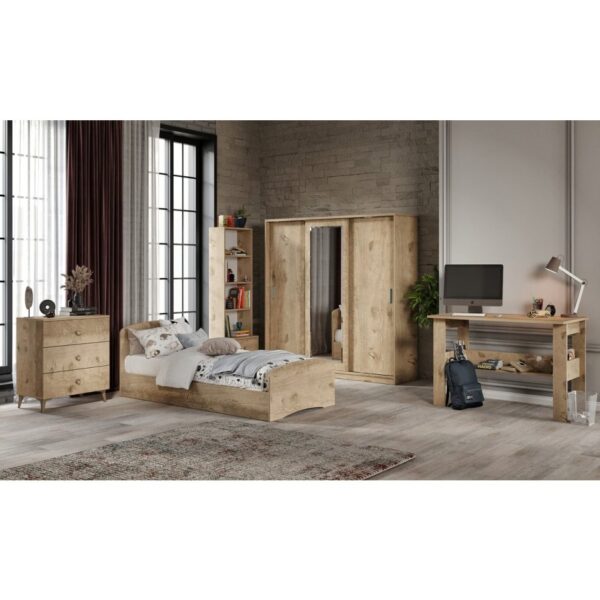 WENCE Samira Modern Genç Odası Takımı Meşe - 5 Parçalı Ve Tamamı 1. Kalite Mdf