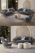 EDSY HOME Armoni 3+3+1 Koltuk Takımı Antrasit