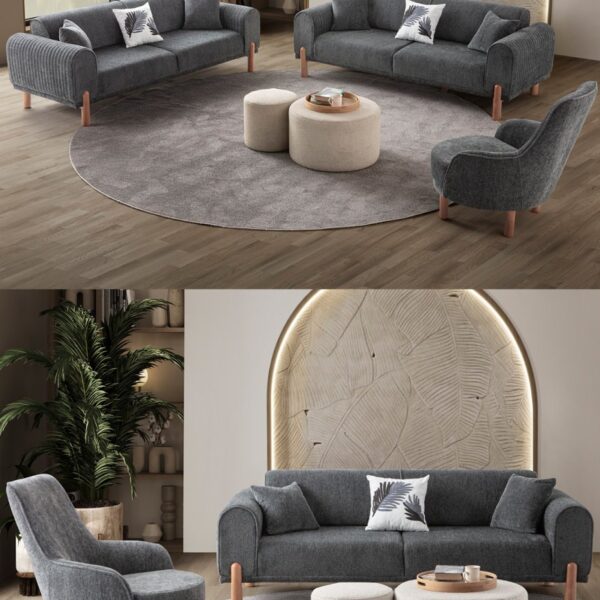 EDSY HOME Armoni 3+3+1 Koltuk Takımı Antrasit
