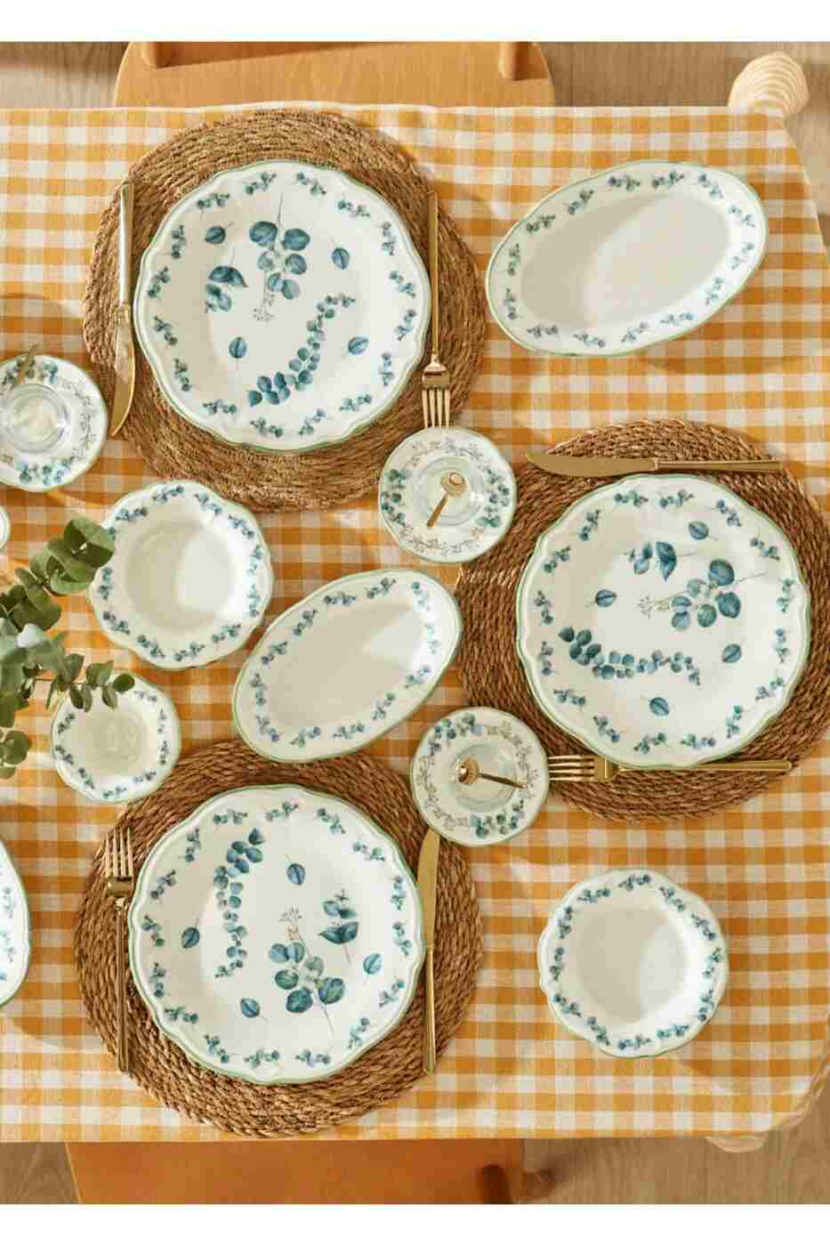 d08289d12532038e8d5137ce604c466e Bella Maison Ocaliptus Stoneware 26 Parça 6 Kişilik Kahvaltı Takımı Yeşil - Görsel 1