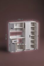 Moonlife Mobilya Stella 6 Kapak Tek Çekmeceli Dolaplı Kahve Köşesi Beyaz - Görsel 11
