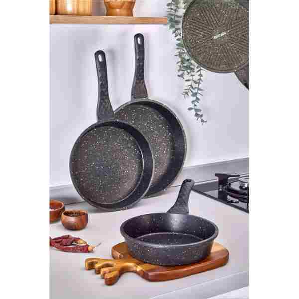 ESIVITALIA Granit Döküm Tava Seti 3’lü Siyah - 20cm-24cm-28cm