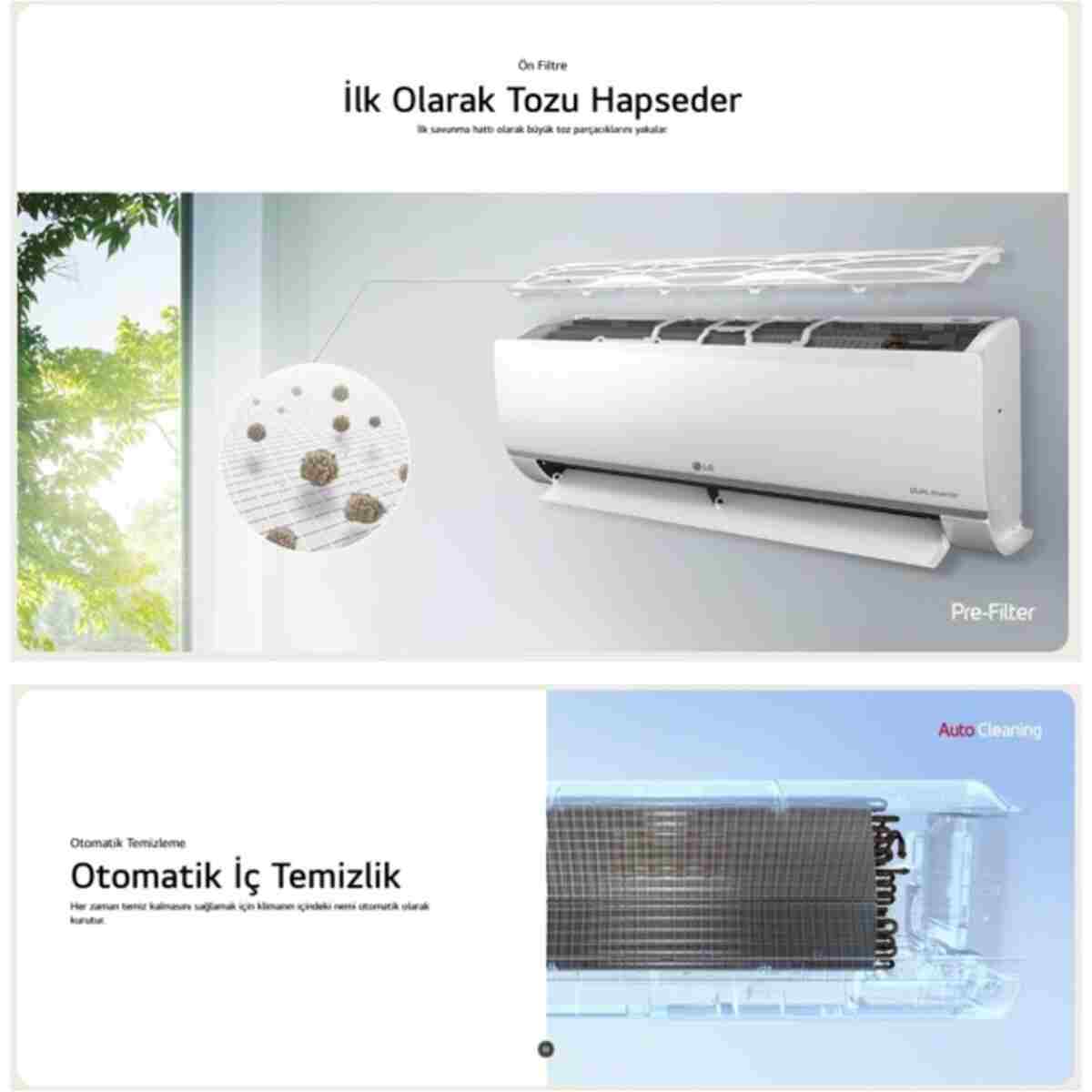 LG 12k Btu - Dualcool Plus Inverter Wi-fi Akıllı Klima 12000 Btu Enerji A Duvar Tipi Beyaz (2025) - Görsel 6