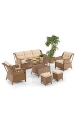 Evdemo Deniz Rattan Puflu Bahçe Balkon Takımı 3+1+1 Antrasit - Görsel 6