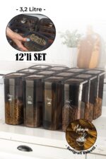 Vienev Beyaz Serigrafi Etiketli 12li Set Peggy Şeffaf Kapaklı Uzun Dikdörtgen Saklama Kabı 2 Litre - Görsel 8