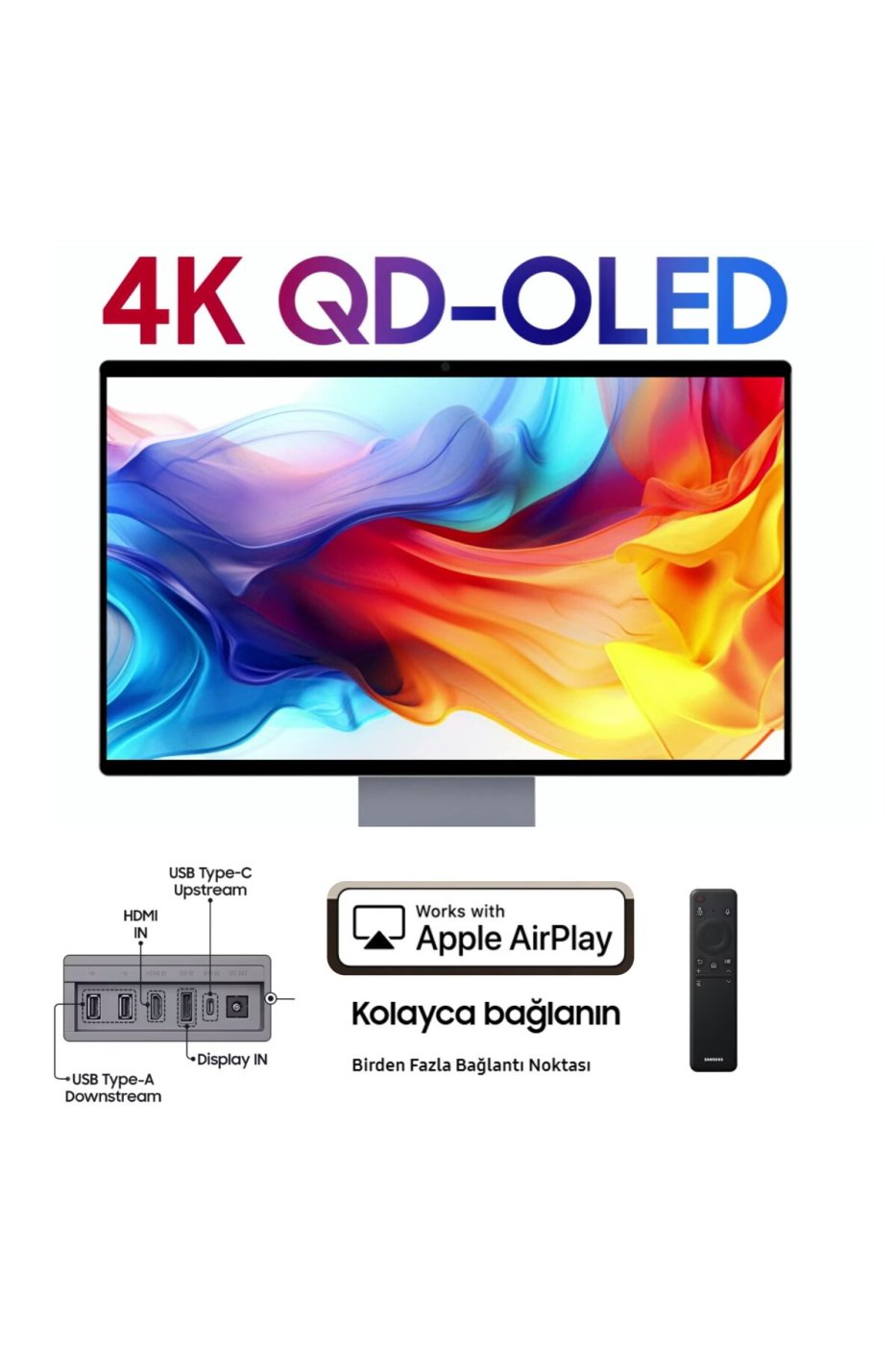 Samsung 4K OLED 165Hz Akıllı Gaming Monitör 32 inç – Sonsuz Kontrast, AI Upscaling, PS5 Uyumlu, Kumandalı