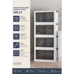 Kitchen Life 4'lü Portatif Istiflenebilir Organizer Mıknatıslı Kapaklı Dolap - Sert Plastik Mutfak Banyo Dolabı