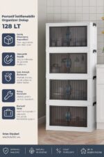 Kitchen Life 4'lü Portatif Istiflenebilir Organizer Mıknatıslı Kapaklı Dolap - Sert Plastik Mutfak Banyo Dolabı