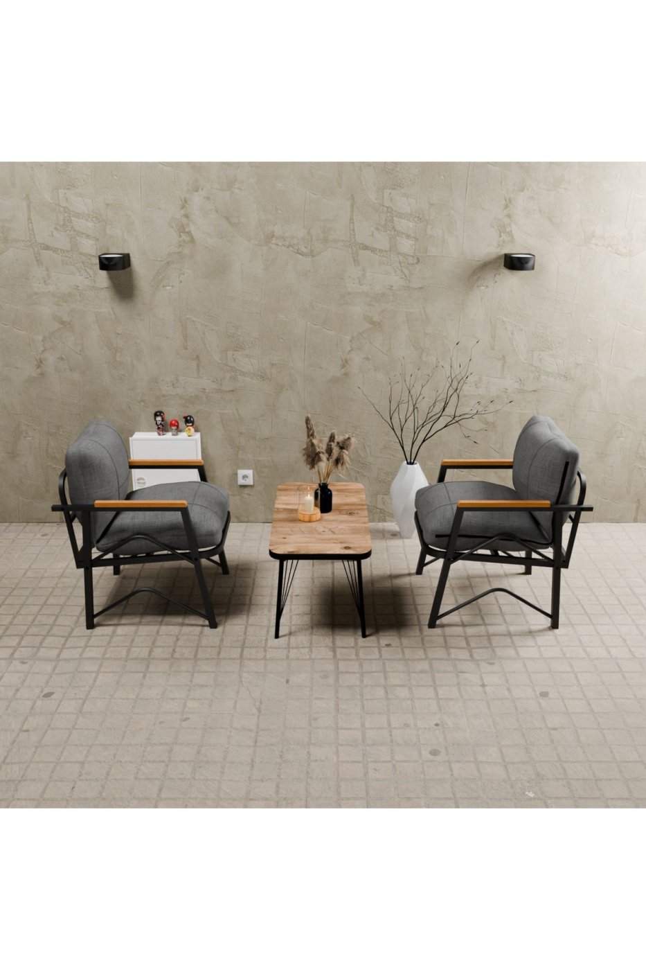 d1a8ab5298a4699c328446d07744261c MB GARDEN FURNITURE Simetri Model, Balkon,mutfak, Bahçe, Cafe, Metal Koltuk Takımı, Bahçe Takımı , Çay Seti, 1+1+SEHPA - Görsel 1