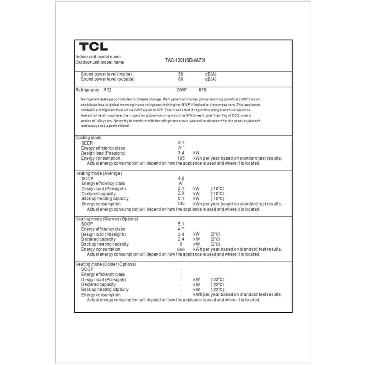 TCL 12.000 Btu Duvar Tipi Klima - A Enerji Verimliliği (TAC-12CHSD/XA73I) - Görsel 5