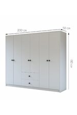 Metalia Gm 069 Delüx 6 Kapı 2 Çekmeceli Düğme Kulplu Gardırop - Görsel 12
