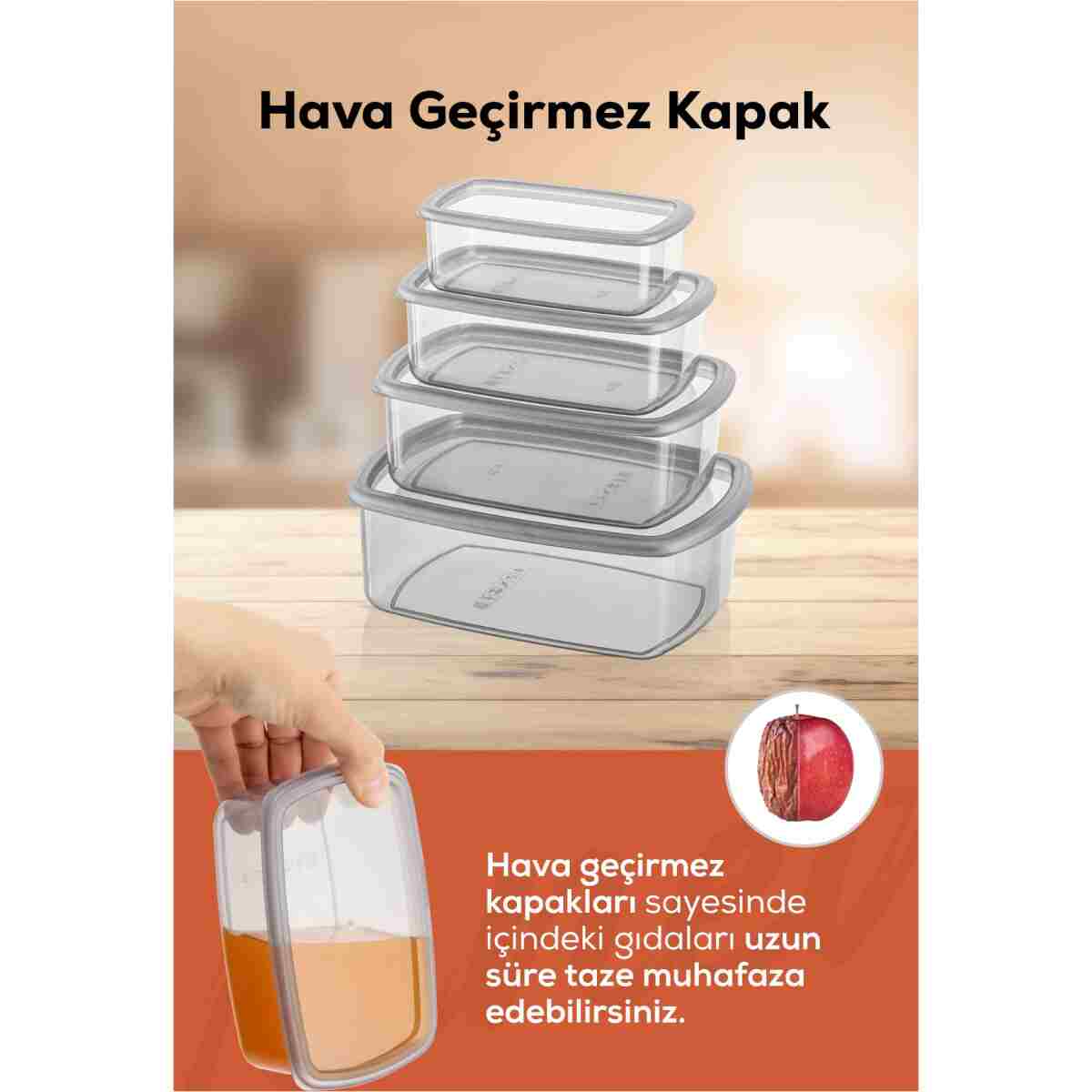 Vienev 24'lü Hava Geçirmez Saklama Kabı Seti Antrasit 6x(250-500-750-1200 ML) - Görsel 5