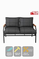 UFUK HOME 2'li Koltuk Bahçe Mobilyası Bahçe Takımı Metal Balkon Takımı Çay Seti