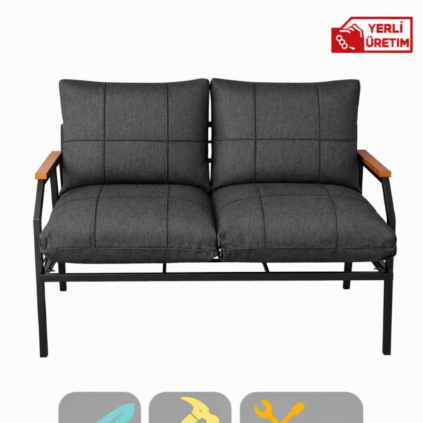 UFUK HOME 2'li Koltuk Bahçe Mobilyası Bahçe Takımı Metal Balkon Takımı Çay Seti