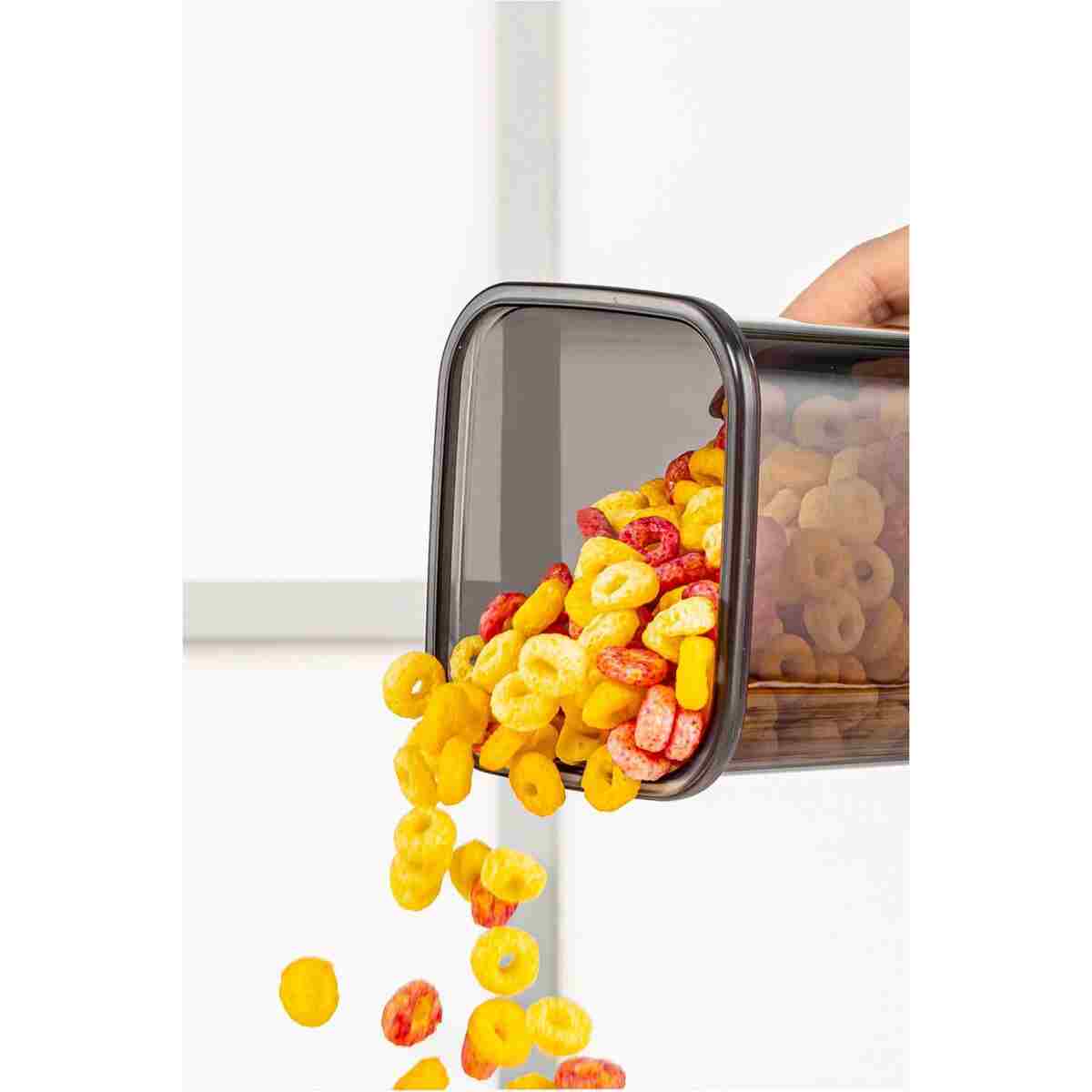 Meleni Home 12'li Set Pino Etiketli Büyük Boy Kare Erzak Saklama Kabı Seti Antrasit 12 X 1.10 Lt - Görsel 4