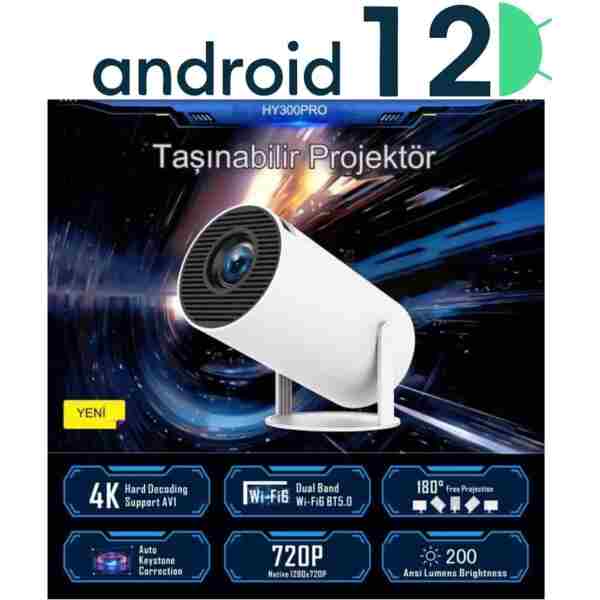 LENSUN Taşınabilir Sinema Projektörü 4k Ev Sineması Bluetooth Android 12 Projeksiyon cihazı