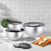 Nehir Silver Çelik Saten 9 Parça Rendeli Karıştırma Kabı Takımı